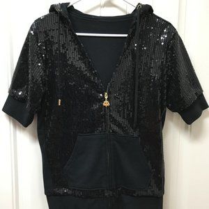 Black Sequin Hooded Jacket